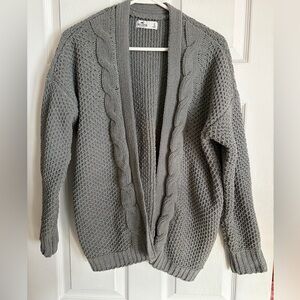 Hollister Gray Knit Cardigan Sweater